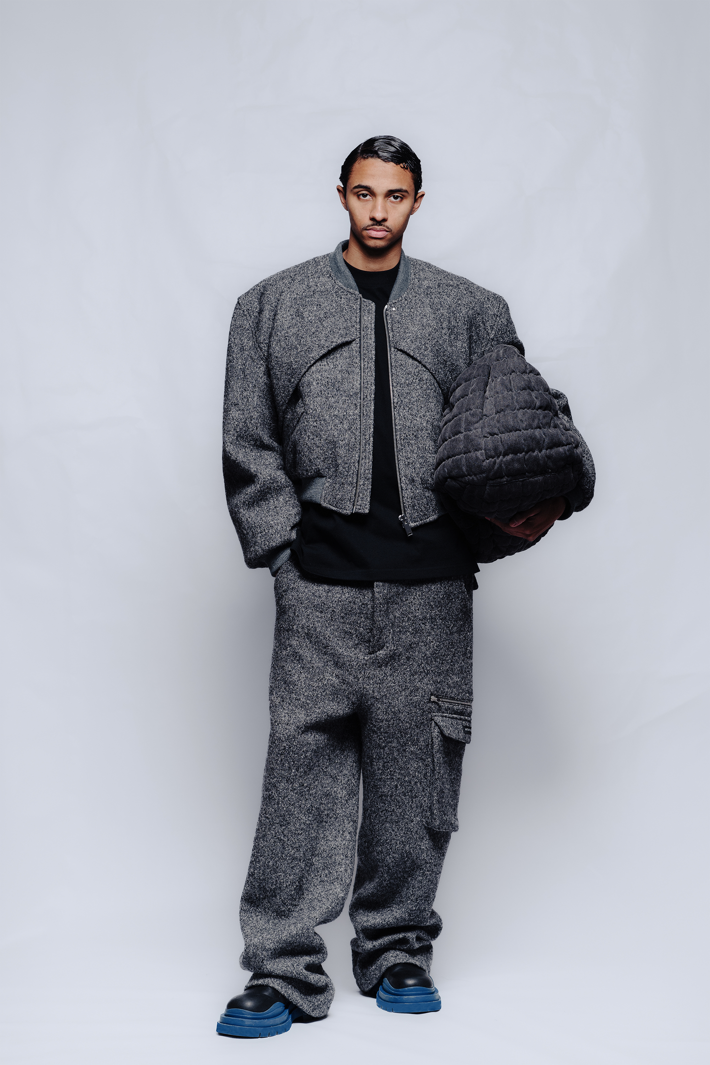 PANTALON CARGO BOILED WOOL